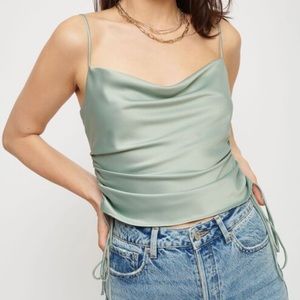 Dynamite Hazel Drawstring Side Cowl Neck Cami